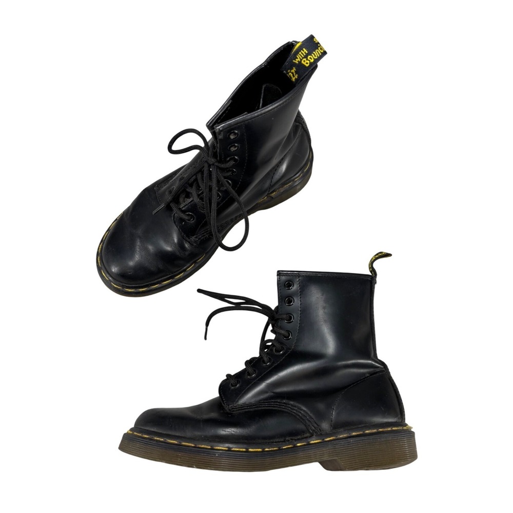Dr. Martens 1460 Smooth Black Leather 8 Eye Lace Up Combat Boots Womens Size 6